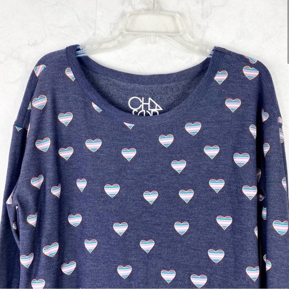 Chaser Classic Navy Beach Hearts Pullover Sweatshirt - Picture 5 of 7